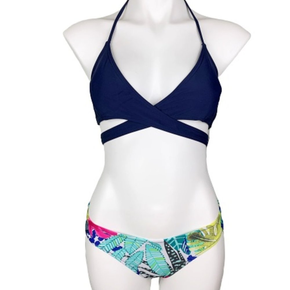 Navy Cross Wrap Around Tie Back Halter Bikini 👙 - Picture 3 of 8